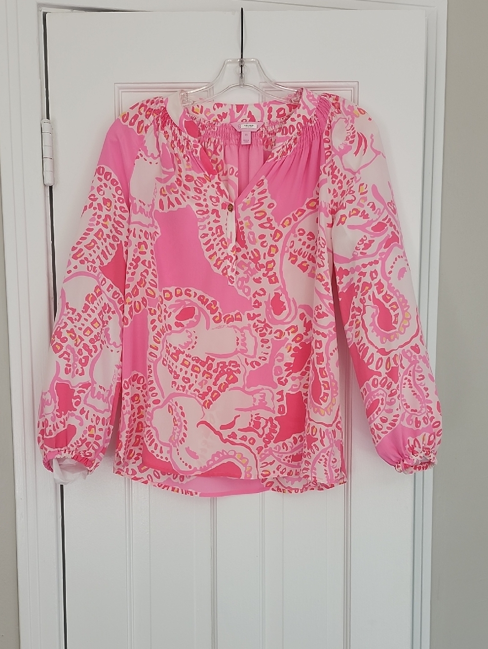Lilly Pultized Pink Patterned Long-Sleeve Women's Blouse